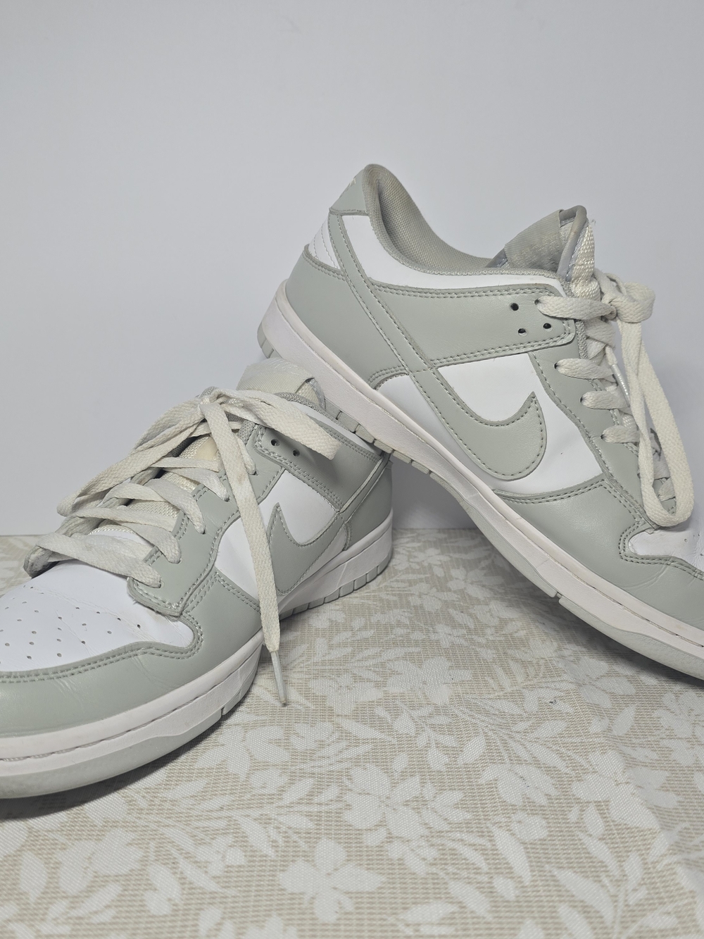 Nike Dunk Low Women's Low-Top Athletic Sneakers in Light Gray and White